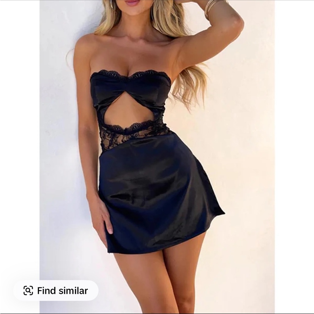 Black Strapless Cutout Mini Dress
